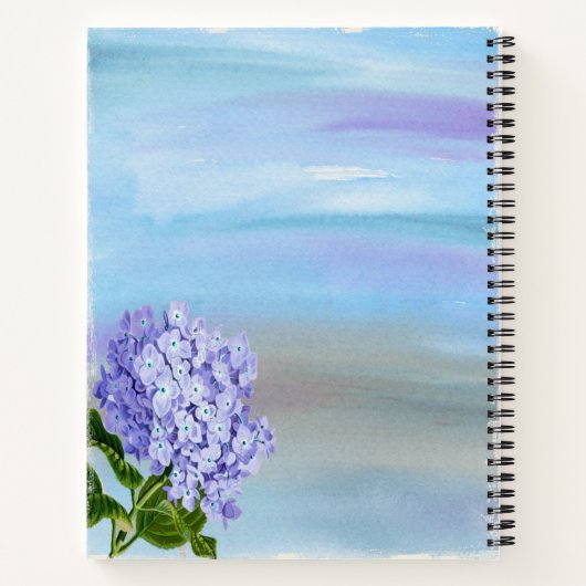 Personalisierte Hübsche Wasserfarbe Hydrangea Notizbuch (Rückseite)