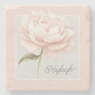 Personalisierte hübsche weiße rosa Rosenblume Steinuntersetzer