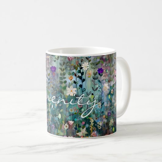 Personalisierte Hübsche Whimsical Boho Wildblume A Kaffeetasse (VorderseiteRechts)