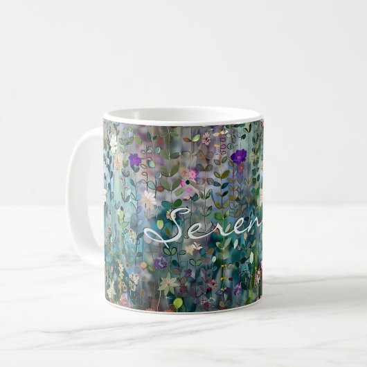 Personalisierte Hübsche Whimsical Boho Wildblume A Kaffeetasse (Vorderseite Links)