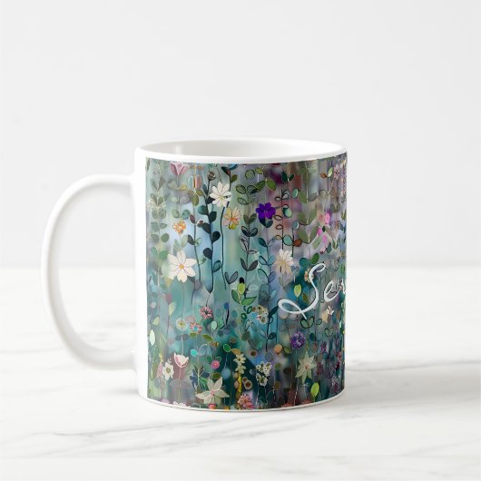 Personalisierte Hübsche Whimsical Boho Wildblume A Kaffeetasse (Links)