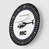 Personalisierte Hubschrauber-Chopper-Silhouette Große Wanduhr (Winkel)