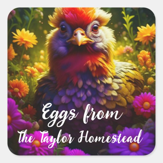 Personalisierte Hühnereier Quadratischer Aufkleber (Vorderseite)