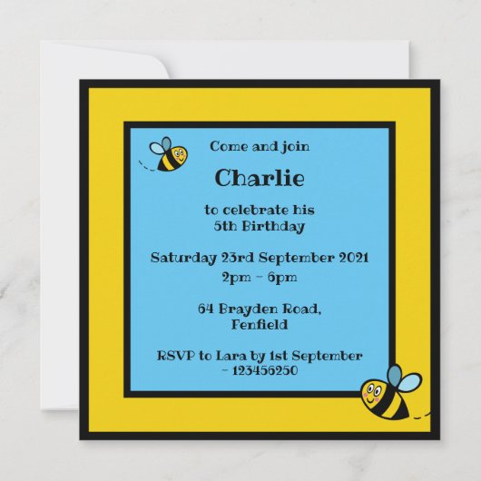 Personalisierte Hummeleinladung (Rückseite)
