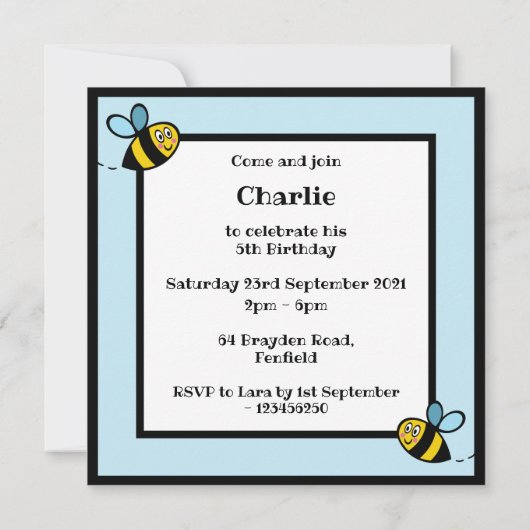 Personalisierte Hummeleinladung (Rückseite)