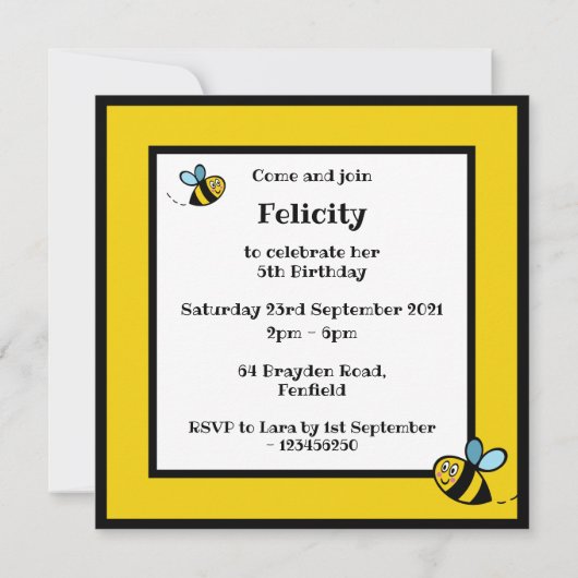Personalisierte Hummeleinladung (Rückseite)