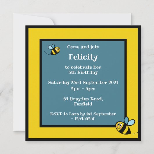 Personalisierte Hummeleinladung (Rückseite)