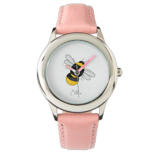 Personalisierte Hummelkinder rosa Uhr