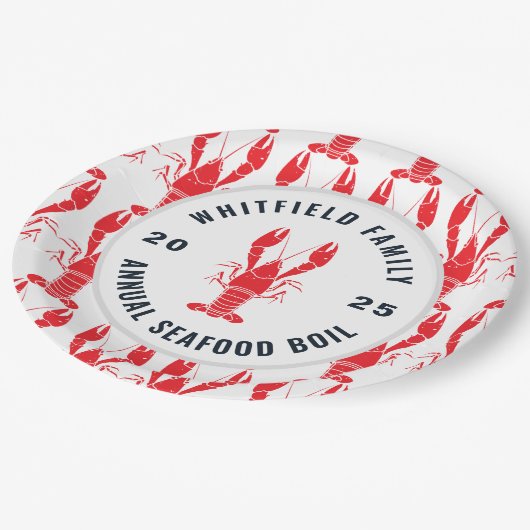 Personalisierte Hummer-Köche Pappteller (Schrägansicht)