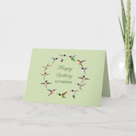 Personalisierte Hummingbird Happy Birthday Card Karte (Vorderseite)