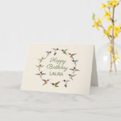 Personalisierte Hummingbird Happy Birthday Card Karte (Gelbe Blume)