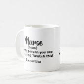 Personalisierte humorvolle Krankenschwester Defini Kaffeetasse (Vorderseite Links)