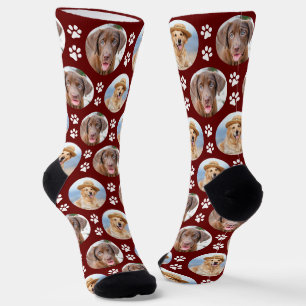 Personalisierte Hund 2 Foto Süße Rote Haustier Pfo Socken