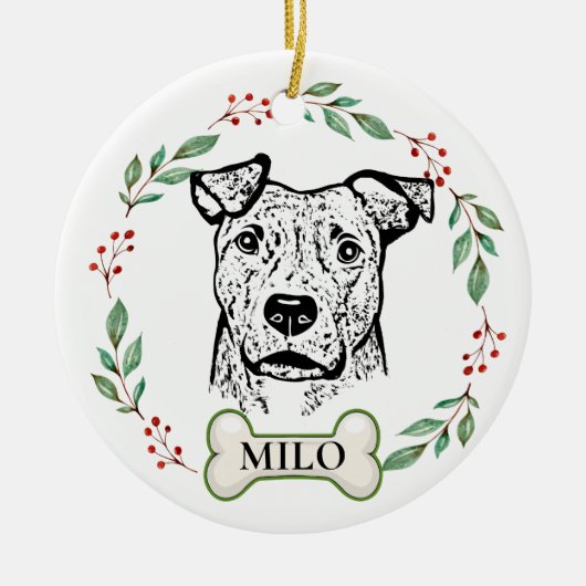 Personalisierte-Hund- Zeichn Keramik Ornament (Vorne)