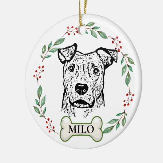 Personalisierte-Hund- Zeichn Keramik Ornament (Links)
