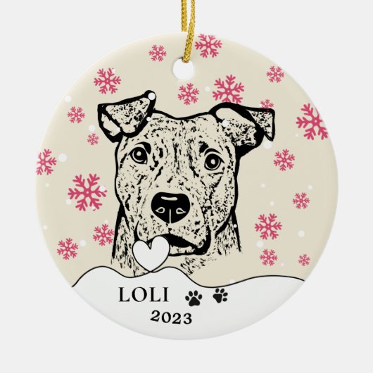 Personalisierte-Hund- Zeichn Keramik Ornament (Vorne)