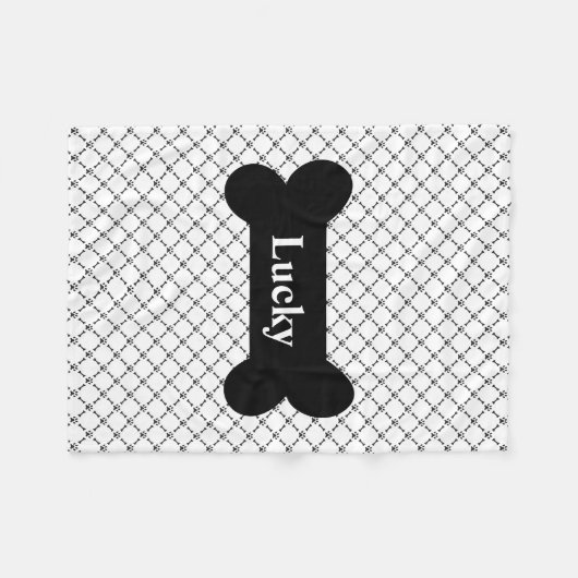 Personalisierte Hündchen-Schwarzweiss-Decke Fleecedecke (Vorderseite (Horizontal))