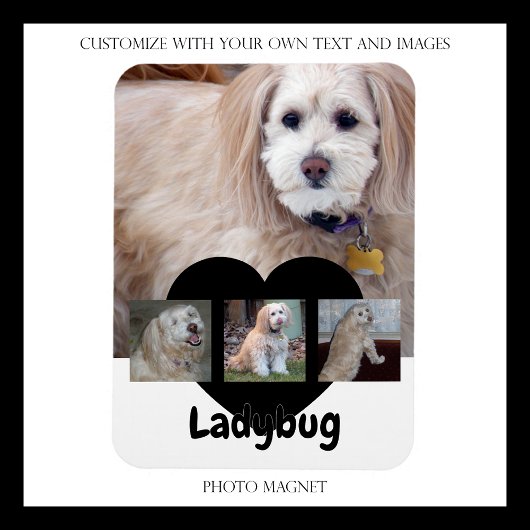 Personalisierte Hunde-Foto-Collage mit individuell Magnet