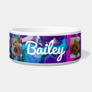 Personalisierte Hunde Fotos und Name Lila Blue Napf