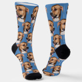 Personalisierte Hunde Gesicht Foto Blue Niedlich F Socken (Gewinkelt)