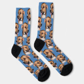 Personalisierte Hunde Gesicht Foto Blue Niedlich F Socken (Rechts)