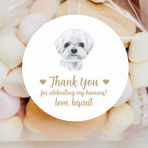 Personalisierte Hunde-Hochzeitsgunst-Sticker Runder Aufkleber