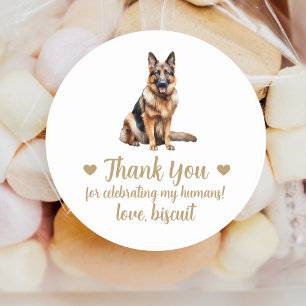 Personalisierte Hunde-Hochzeitsgunst-Sticker Runder Aufkleber