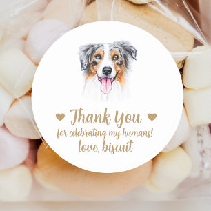 Personalisierte Hunde-Hochzeitsgunst-Sticker Runder Aufkleber
