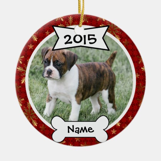 Personalisierte HundeFoto-Verzierung Keramik Ornament (Vorne)