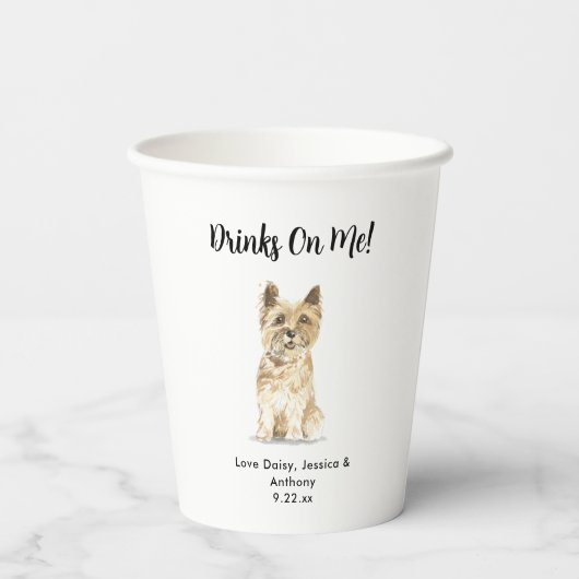 Personalisierte Hundehochzeit Pappbecher (Rückseite)