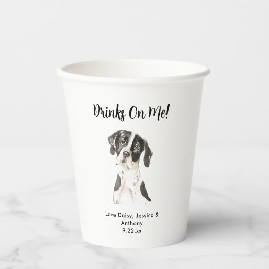 Personalisierte Hundehochzeit Pappbecher (Vorderseite)