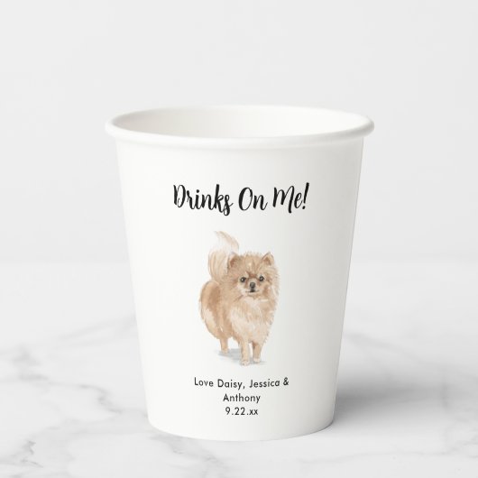 Personalisierte Hundehochzeit Pappbecher (Rückseite)