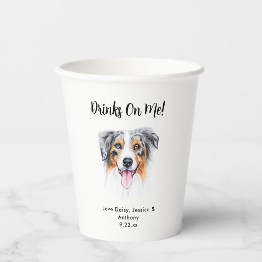 Personalisierte Hundehochzeit Pappbecher (Vorderseite)