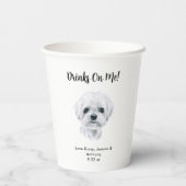 Personalisierte Hundehochzeit Pappbecher (Rückseite)