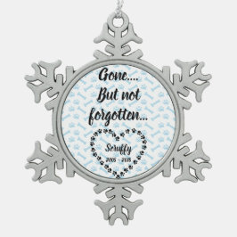Personalisierte Hundememorial Schneeflocken Zinn-Ornament