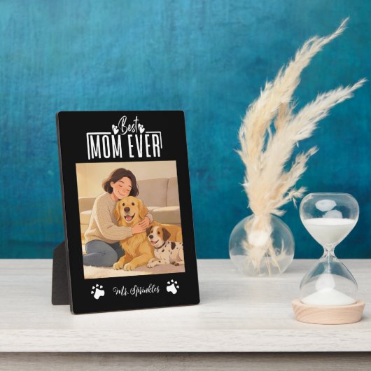 Personalisierte Hundemutter mit individuellem Name Fotoplatte (Seite)