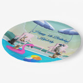 Personalisierte Hundepool-Party Pappteller (Schrägansicht)