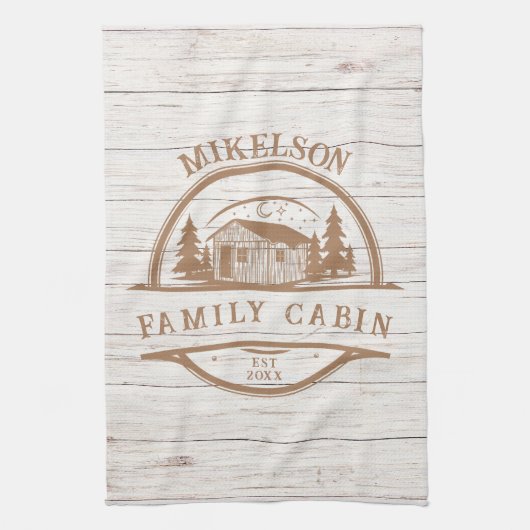 Personalisierte Hütte aus Weißholz Geschirrtuch (Vertikal)