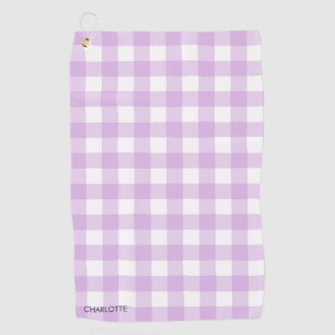Personalisierte Hütte Lavender Lilac Gingham Karie Golfhandtuch