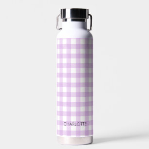 Personalisierte Hütte Lavender Lilac Gingham Karie Trinkflasche