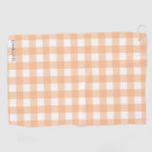Personalisierte Hütte Peach Gingham Kariert Golfhandtuch (Horizontal)