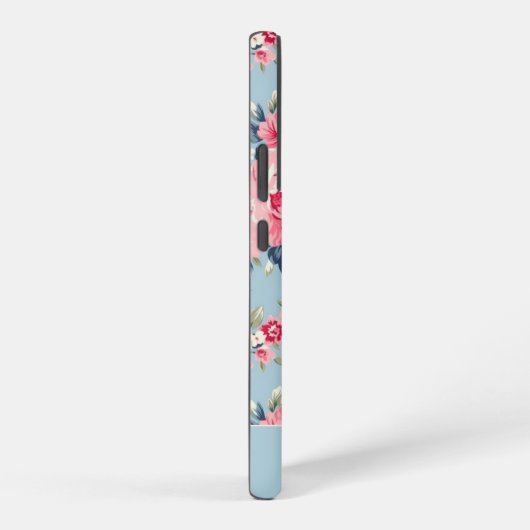 Personalisierte Hütte Rosa Rosen auf blauem Hinter Samsung Galaxy Hülle (Rechte Seite)