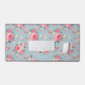 Personalisierte Hütte Rosa Rosen auf blauem Hinter Schreibtischunterlage (Tastatur & Maus)