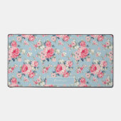 Personalisierte Hütte Rosa Rosen auf blauem Hinter Schreibtischunterlage (Vorderseite)