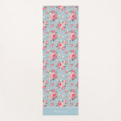 Personalisierte Hütte Rosa Rosen auf blauem Hinter Yogamatte (Vorderseite)