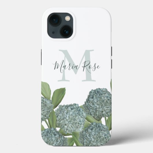 Personalisierte Hydrangea Floral Monogram Case-Mate iPhone Hülle (Rückseite)