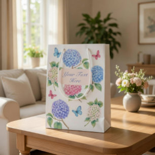 Personalisierte Hydrangea-Geschenktasche Mittlere Geschenktüte