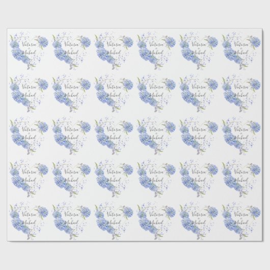 Personalisierte Hydrangea-Hochzeit Geschenkpapier (Flach)