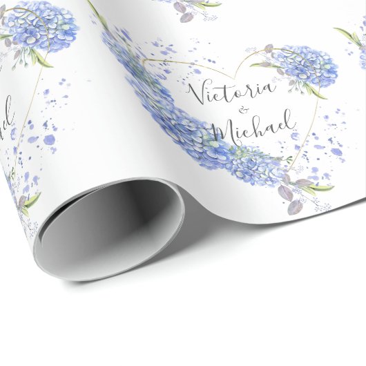Personalisierte Hydrangea-Hochzeit Geschenkpapier (Rolleneckpunkt)
