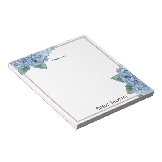 Personalisierte Hydrangea, rosa und blaue Notepad Notizblock (angewinkelt)